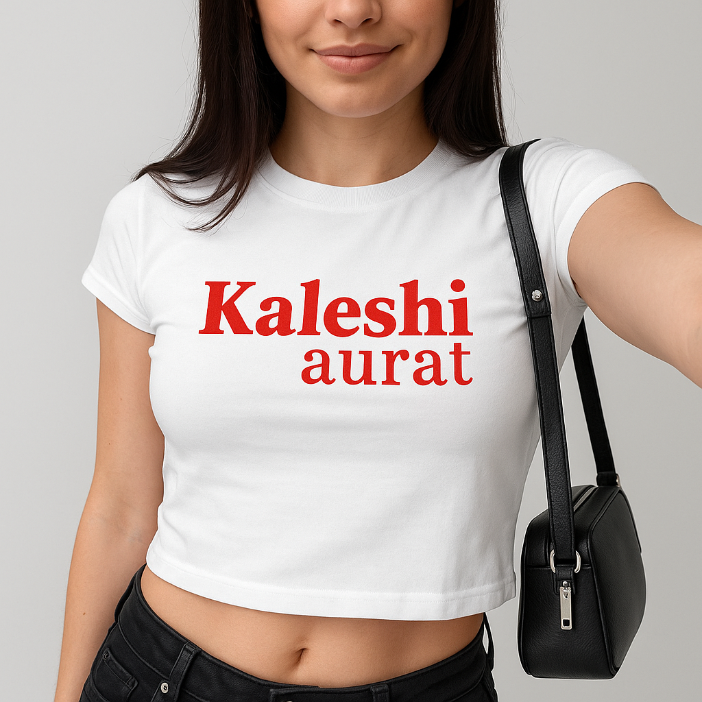 Kaleshi Aurat Crop Top – Bold & Trendy Statement Tee for Women - STAYFUNKY