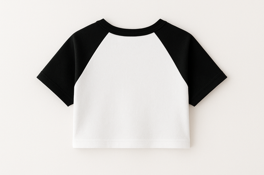 White & Black Raglan Crop Tee – Street Essential