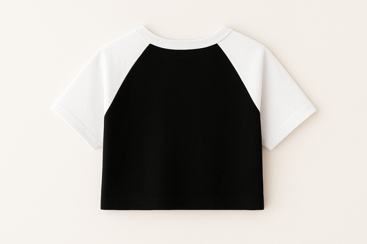 Black & White Raglan Crop Tee – Street Essential