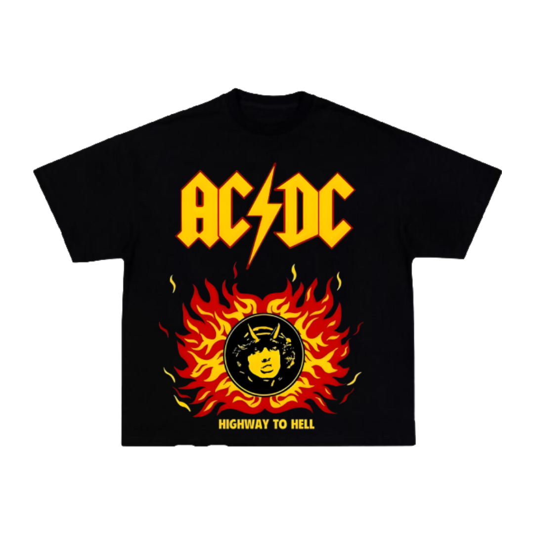 StayFunky AC/DC Oversized T-Shirt – Highway to Hell | 240 GSM - STAYFUNKY