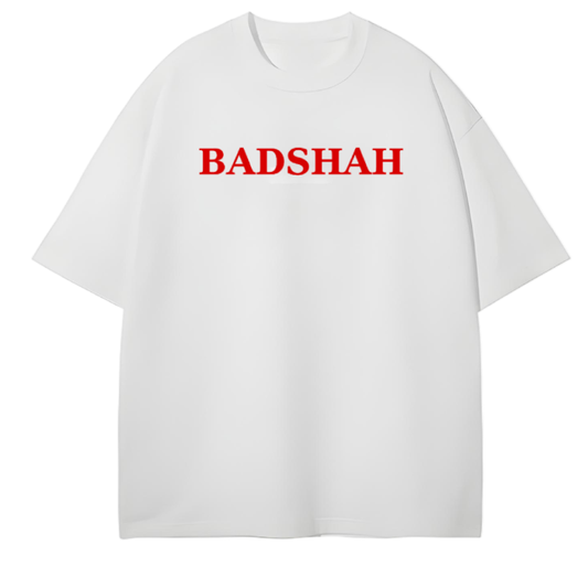 BADSHAH Oversized T-Shirt – Graphic Streetwear by Stayfunky (White, Unisex) - STAYFUNKY