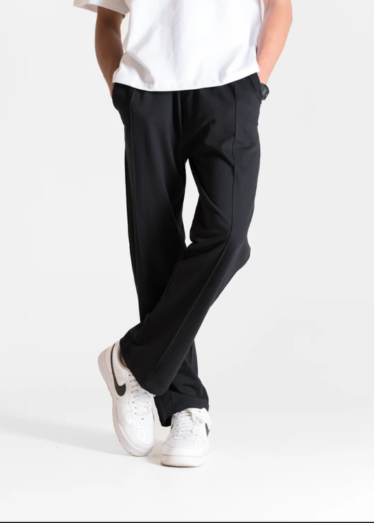 STAYFUNKY Black Baggy Fit Pants – 240 GSM French Terry Cotton