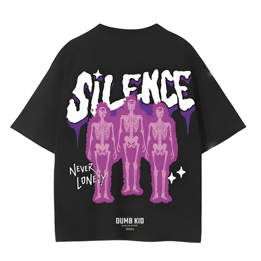 DUMB KID "Silence" Oversized T-Shirt – Black | 240 GSM French Terry Cotton | Stayfunky - STAYFUNKY