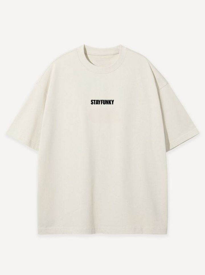 Stayfunky Off-White Oversized T-Shirt – 240 GSM French Terry Cotton | Minimal Streetwear - STAYFUNKY