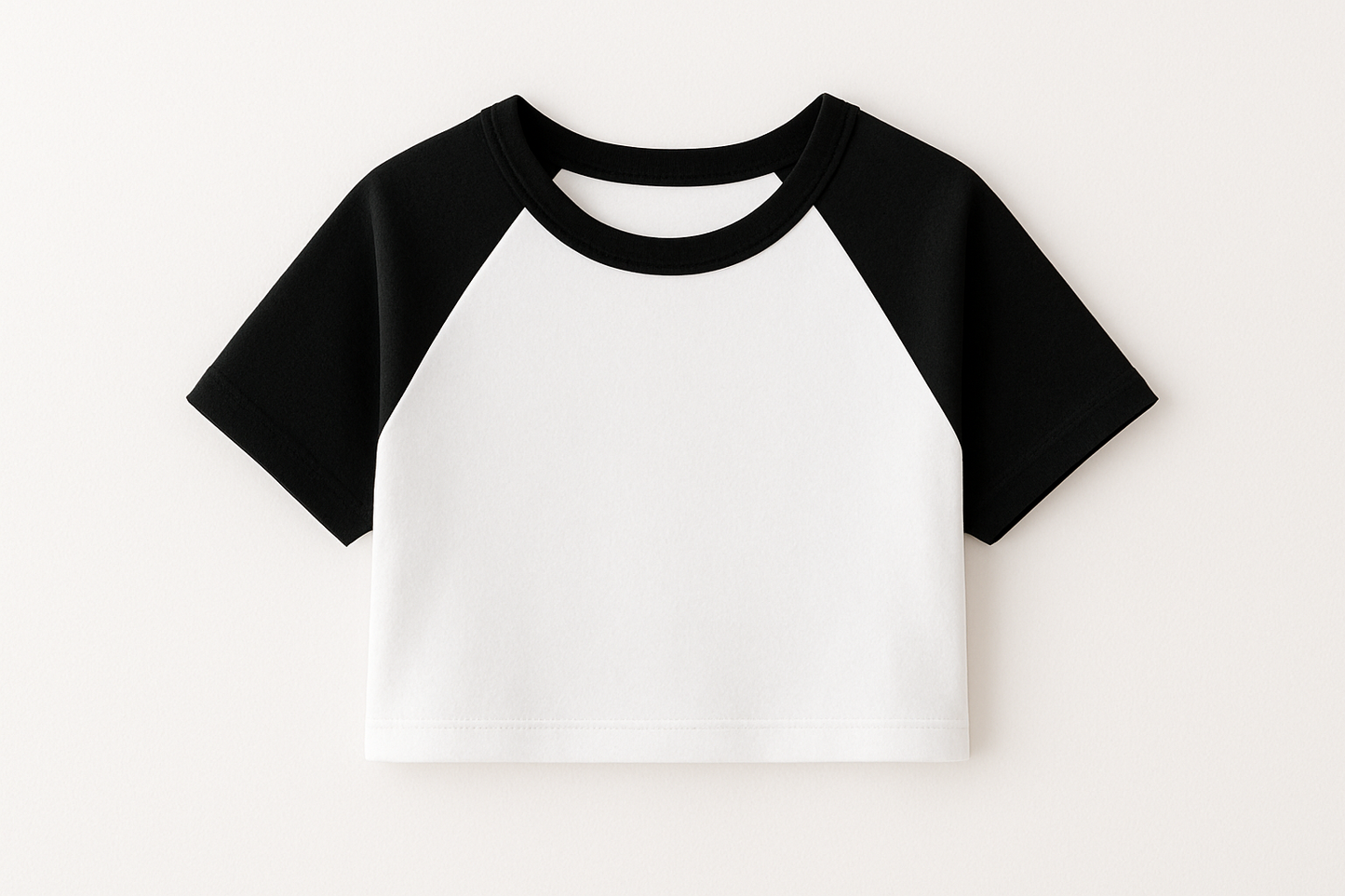 White & Black Raglan Crop Tee – Street Essential