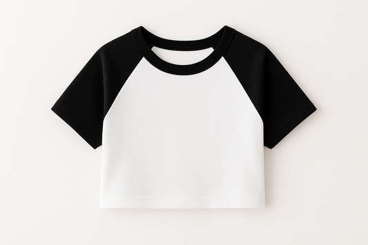 White & Black Raglan Crop Tee – Street Essential