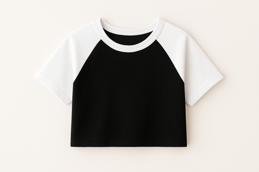 Black & White Raglan Crop Tee – Street Essential