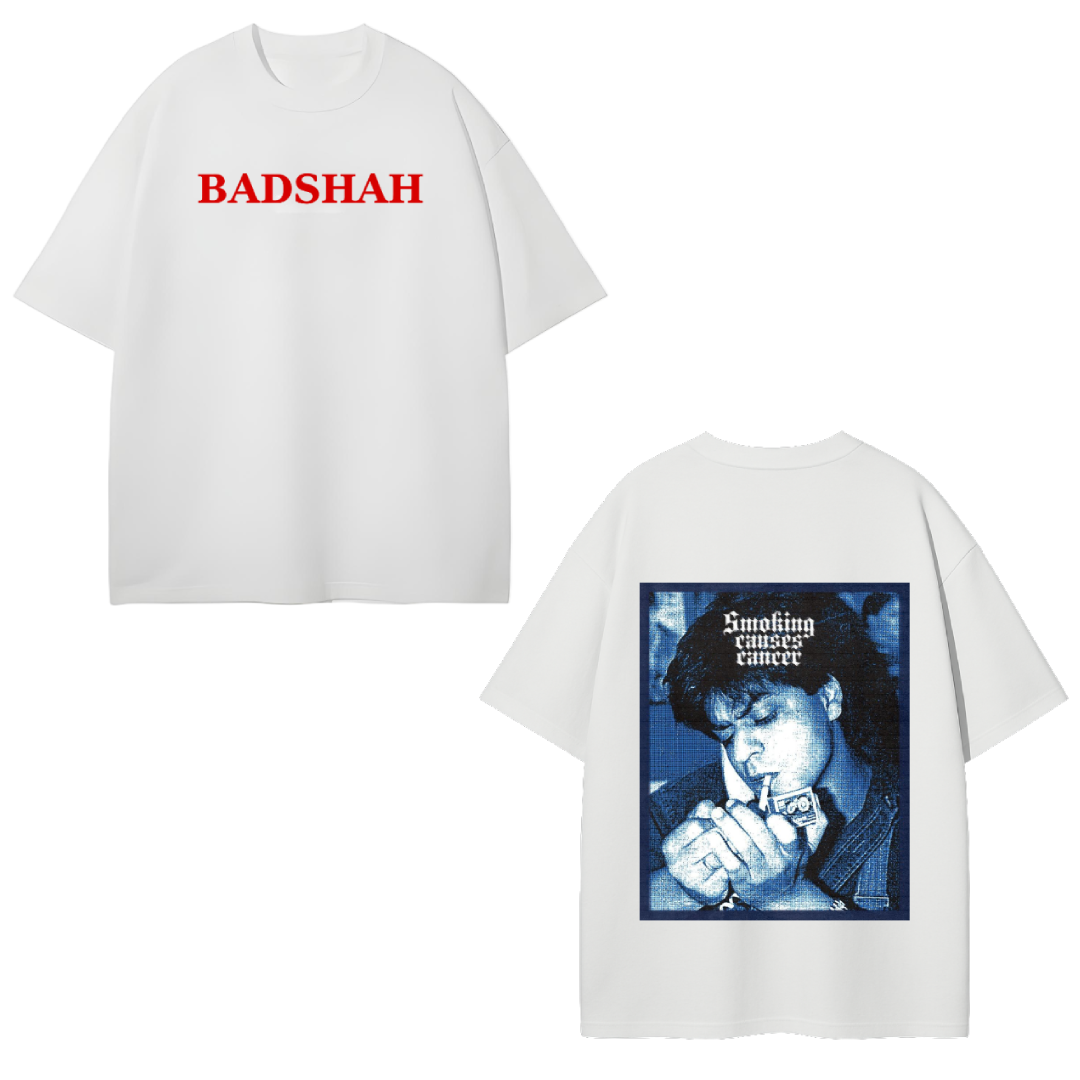 BADSHAH Oversized T-Shirt – Graphic Streetwear by Stayfunky (White, Unisex) - STAYFUNKY