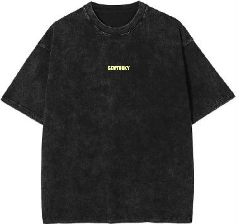 Stayfunky Acid Wash Black Oversized T-Shirt – 240 GSM French Terry Streetwear - STAYFUNKY