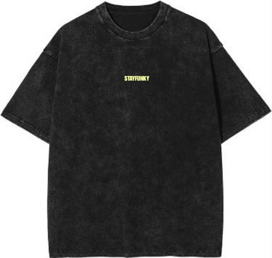 Stayfunky Acid Wash Black Oversized T-Shirt – 240 GSM French Terry Streetwear - STAYFUNKY