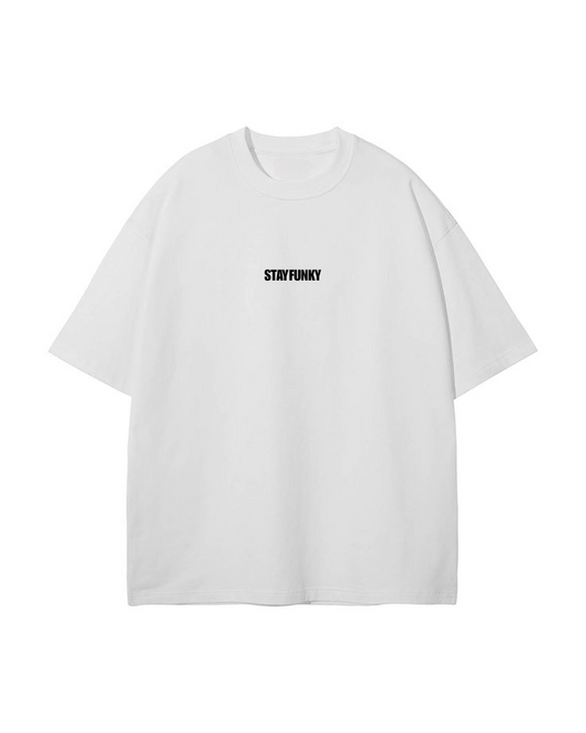 Stayfunky White Oversized T-Shirt – 240 GSM French Terry Minimal Streetwear - STAYFUNKY