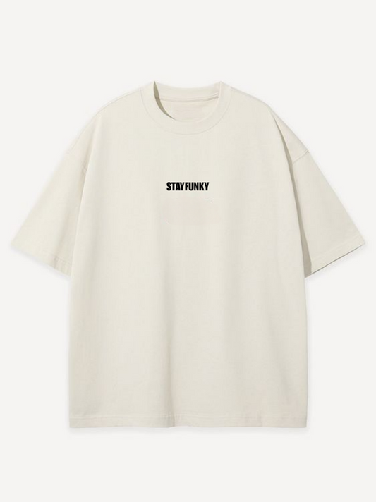Stayfunky Off-White Oversized T-Shirt – 240 GSM French Terry Cotton | Minimal Streetwear - STAYFUNKY